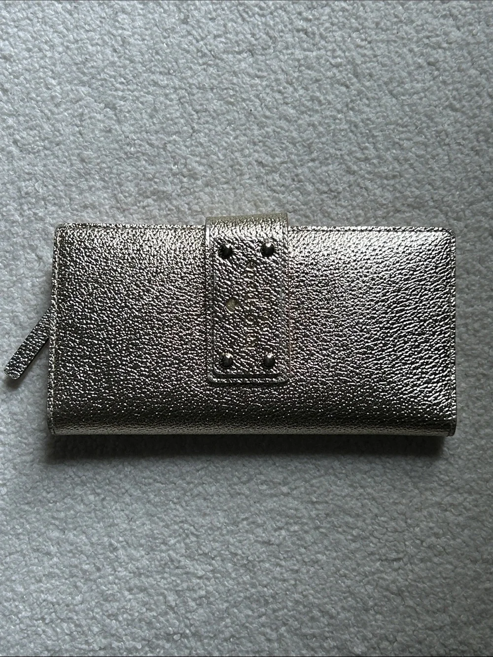 Kate Spade Gold Metallic Wallet Case with Snap Closure